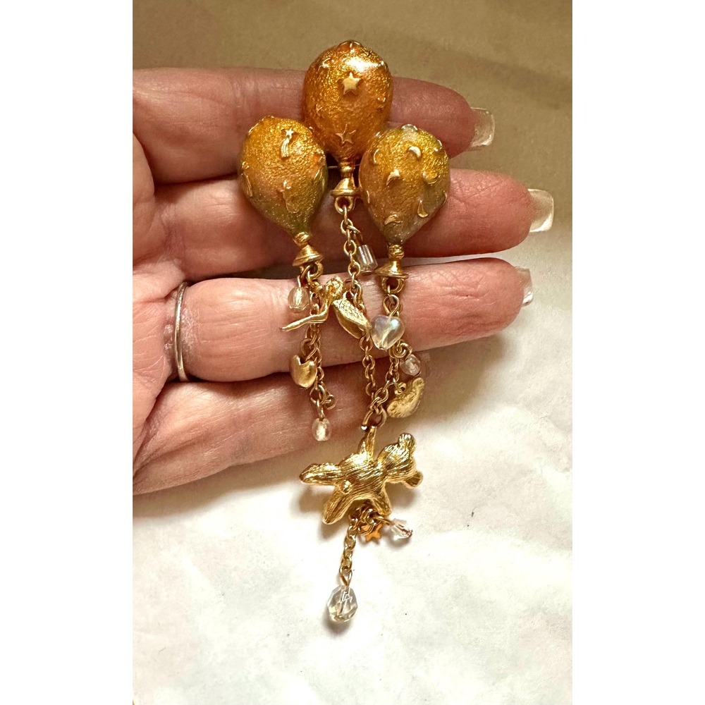 Kirk's Folly Brooch Balloons Teddy Bear Fairy 5"